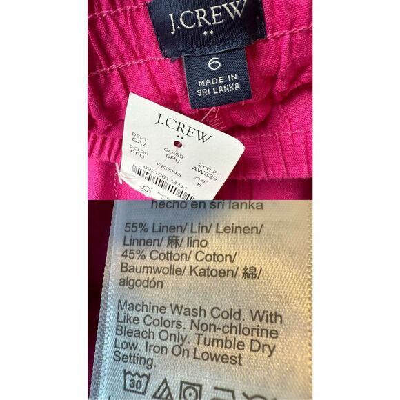 J. Crew Linen-blend slim wide-leg drawstring pant In Pink/Snapdragon Size 6 - Picture 5 of 6